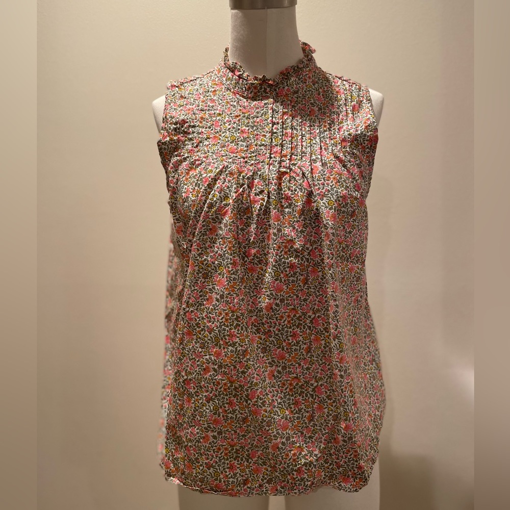 Jcrew ruffle neck pin tuck yoke top